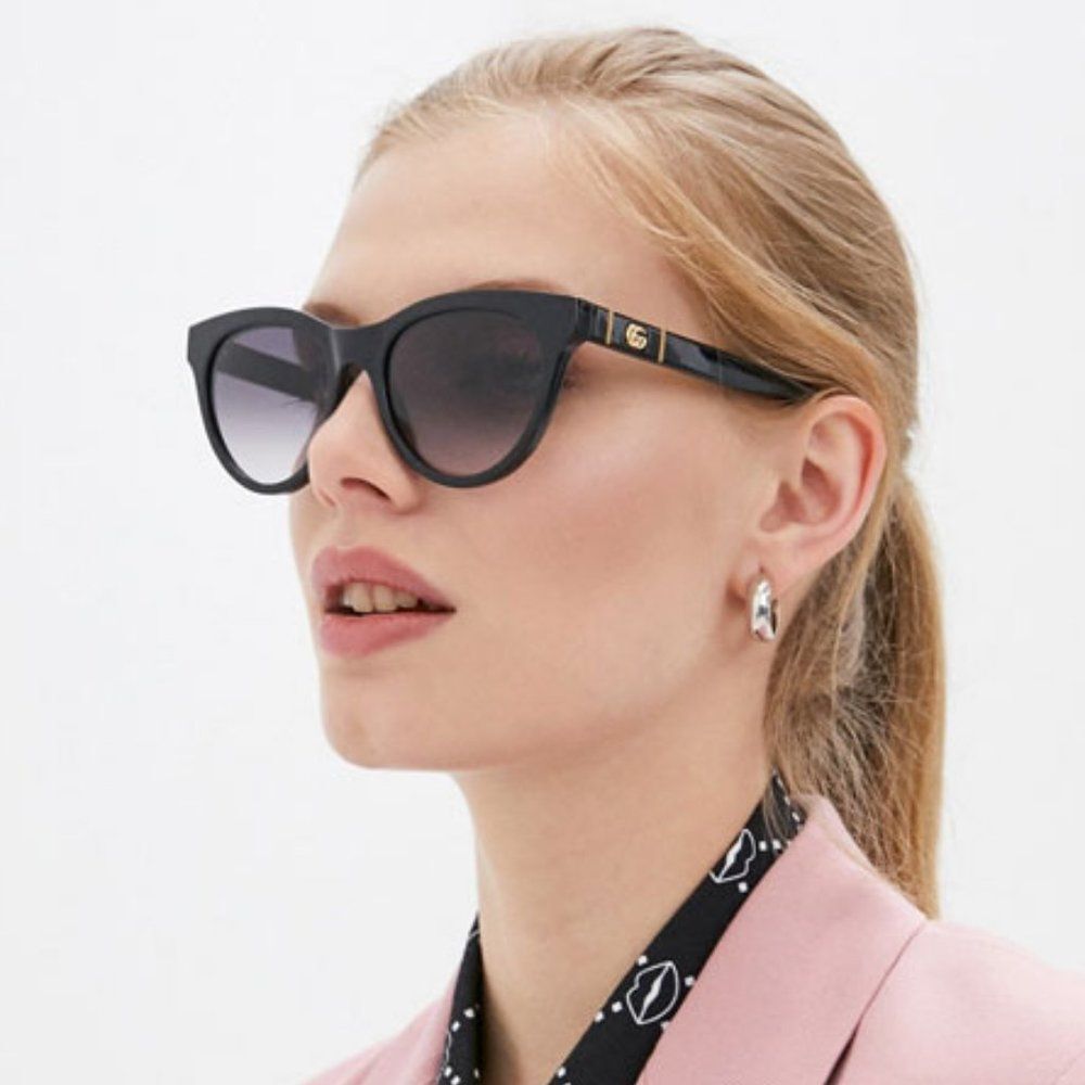 NEW GUCCI GG0763S 001 Black Gray Gradient Cat Eye Women Sunglasses